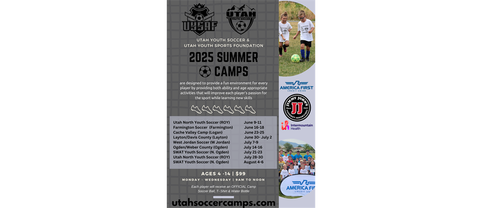 Utah Youth Soccer Camps are starting soon! 